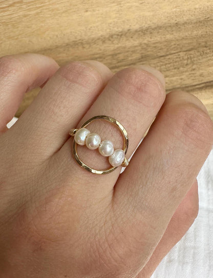 Lily Pearl Karma Ring, Pearl Open Circle Ring