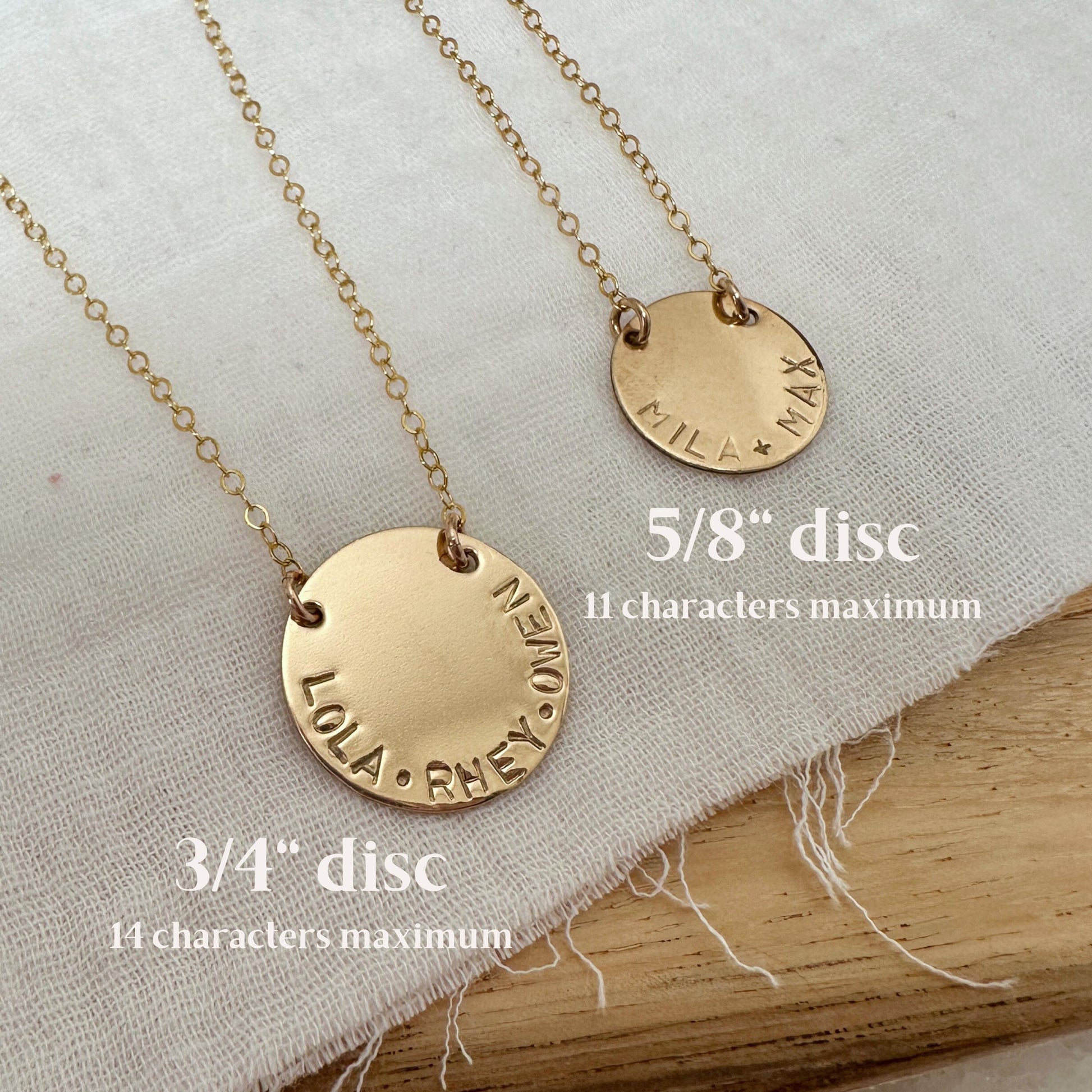 Personalized Name Disc Necklace, Gold Hand Stamped Necklace