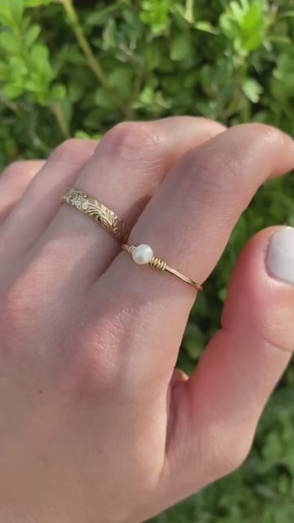 Gold Floral Ring, Thick Gold Filled Ring