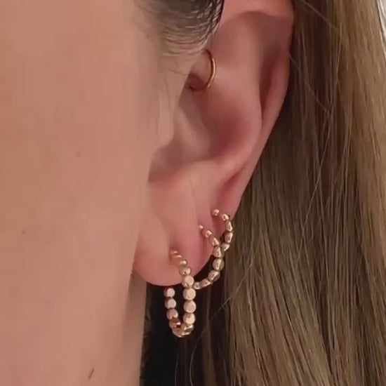 Gold Tiny Dot Hoop Earrings - Three Sizes