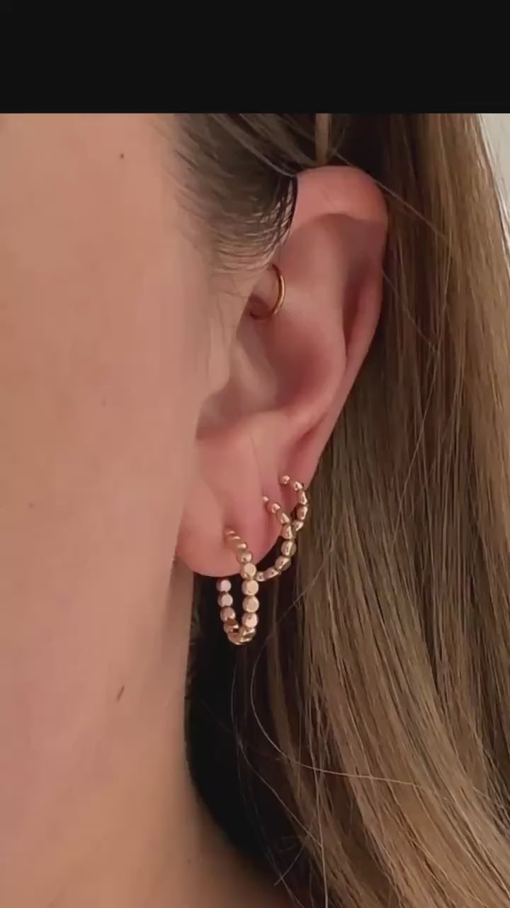 Gold Tiny Dot Hoop Earrings - Three Sizes