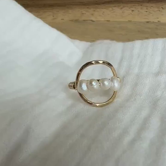 Lily Pearl Karma Ring, Pearl Open Circle Ring