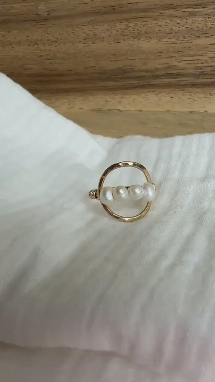 Lily Pearl Karma Ring, Pearl Open Circle Ring